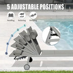 Adjustable Patio Chaise Lounge with Side Table and Wheel (Set of 3 )