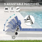 Adjustable Patio Chaise Lounge with Side Table and Wheel (Set of 3 )