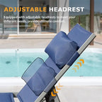 Adjustable Patio Chaise Lounge with Side Table and Wheel (Set of 3 )