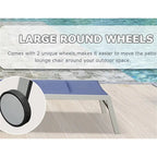 Adjustable Patio Chaise Lounge with Side Table and Wheel (Set of 3 )