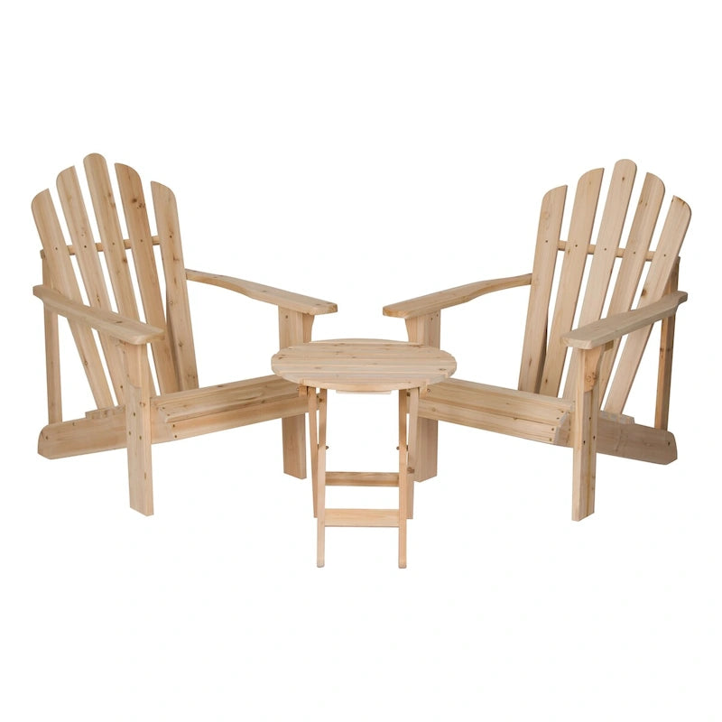 Remedy Wood Adirondack Chair and Folding Table Set