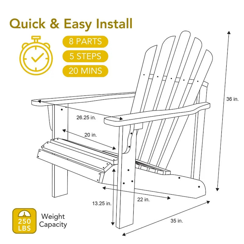 Remedy Wood Adirondack Chair and Folding Table Set