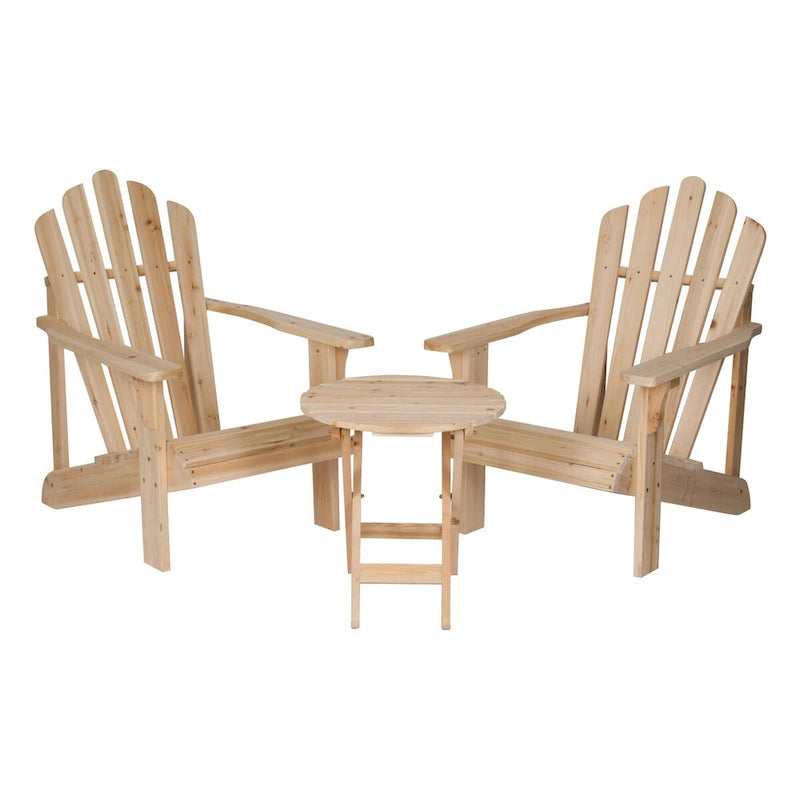 Remedy Wood Adirondack Chair and Folding Table Set