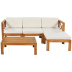 Patio Wood 5-Piece Sectional Sofa Seating Group Set with Cushions