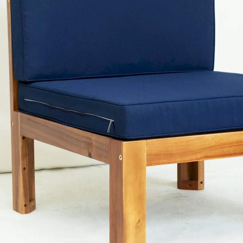 Patio Wood 5-Piece Sectional Sofa Seating Group Set with Cushions