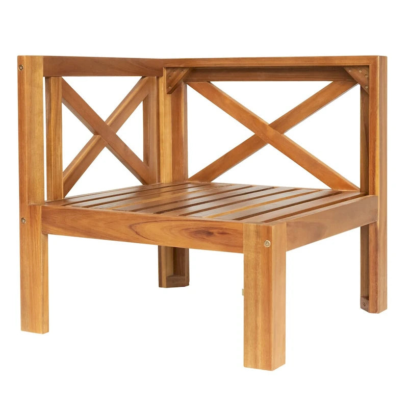 Patio Wood 5-Piece Sectional Sofa Seating Group Set with Cushions