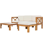 Patio Wood 5-Piece Sectional Sofa Seating Group Set with Cushions