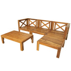 Patio Wood 5-Piece Sectional Sofa Seating Group Set with Cushions