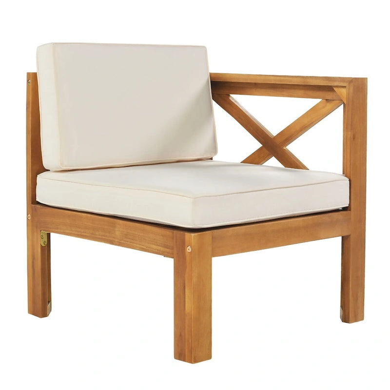 Patio Wood 5-Piece Sectional Sofa Seating Group Set with Cushions