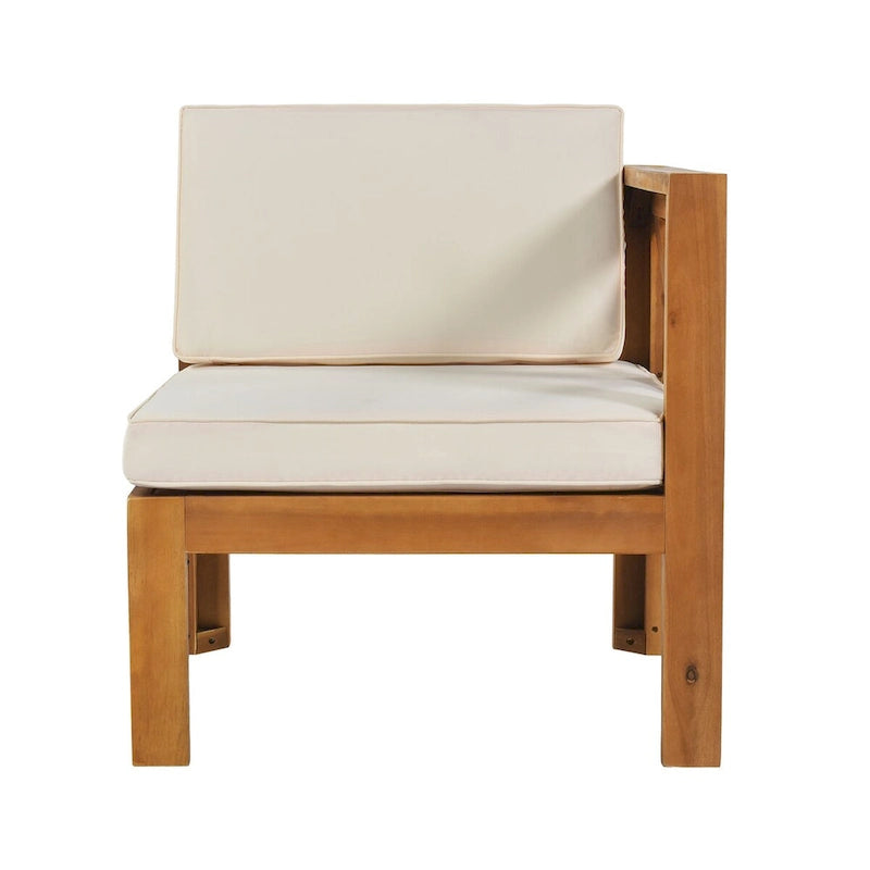 Patio Wood 5-Piece Sectional Sofa Seating Group Set with Cushions