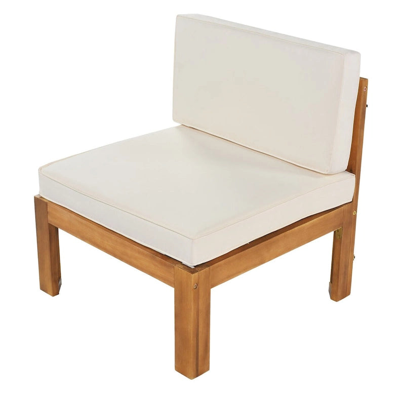 Patio Wood 5-Piece Sectional Sofa Seating Group Set with Cushions
