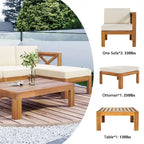 Patio Wood 5-Piece Sectional Sofa Seating Group Set with Cushions
