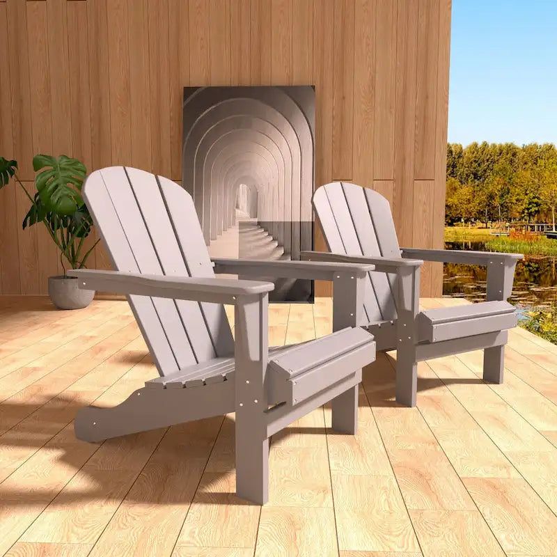 Outdoor Recycled Plastic Curveback Adirondack Chair(Set of 2)