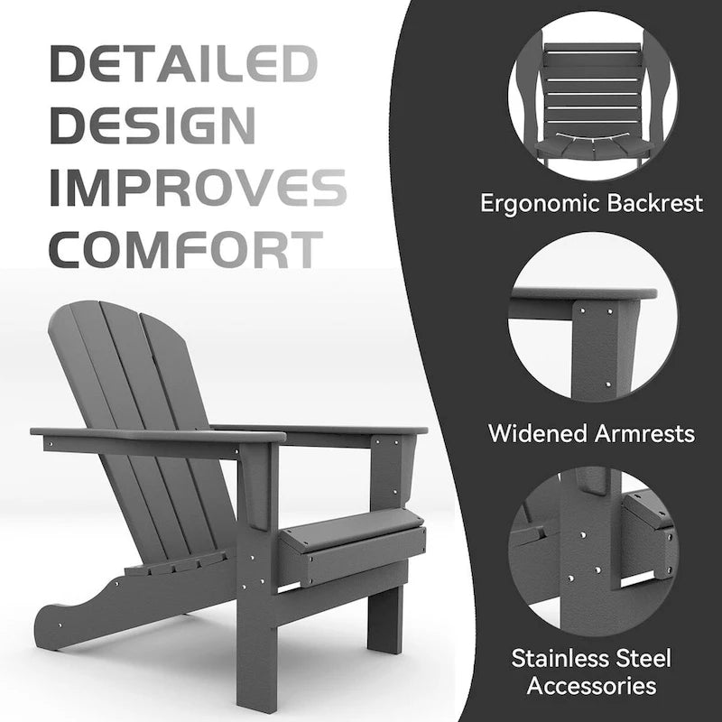 Outdoor Recycled Plastic Curveback Adirondack Chair(Set of 2)