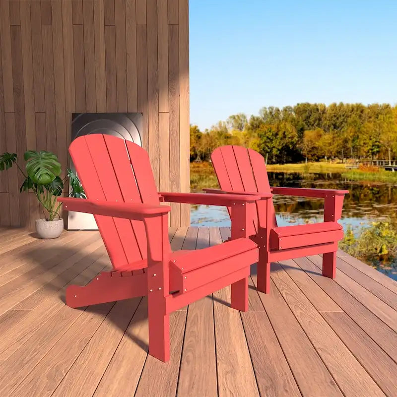 Outdoor Recycled Plastic Curveback Adirondack Chair(Set of 2)