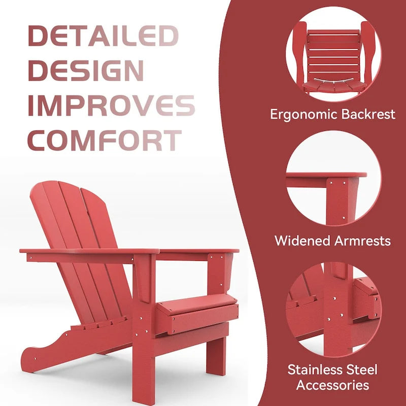 Outdoor Recycled Plastic Curveback Adirondack Chair(Set of 2)
