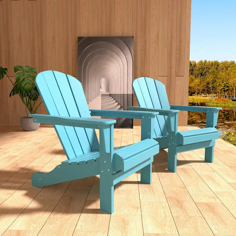 Outdoor Recycled Plastic Curveback Adirondack Chair(Set of 2)