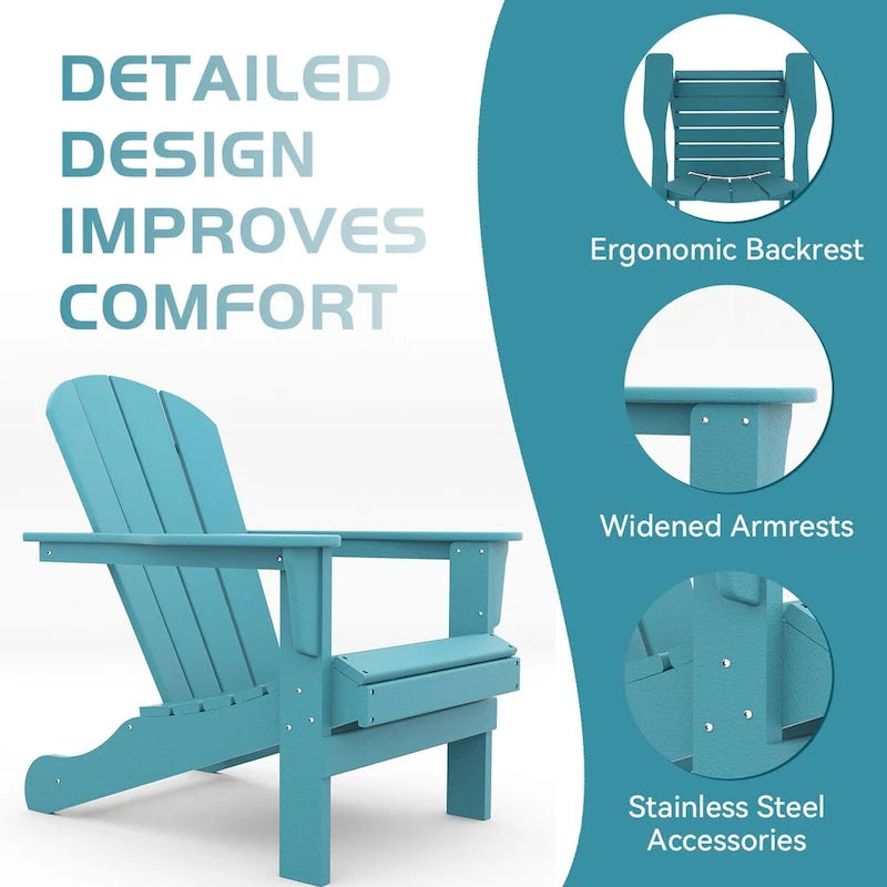 Outdoor Recycled Plastic Curveback Adirondack Chair(Set of 2)