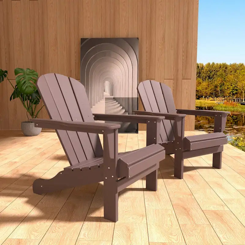 Outdoor Recycled Plastic Curveback Adirondack Chair(Set of 2)