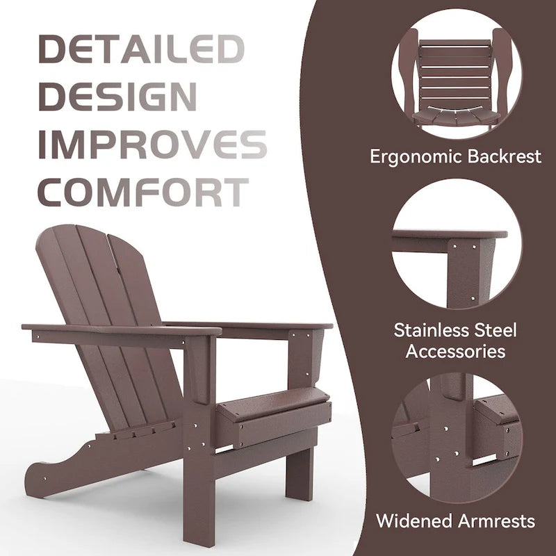 Outdoor Recycled Plastic Curveback Adirondack Chair(Set of 2)