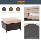 LIVOOSUN 6Pcs Patio Brown Rattan Outdoor Furniture Sofa Set with Coffee Table