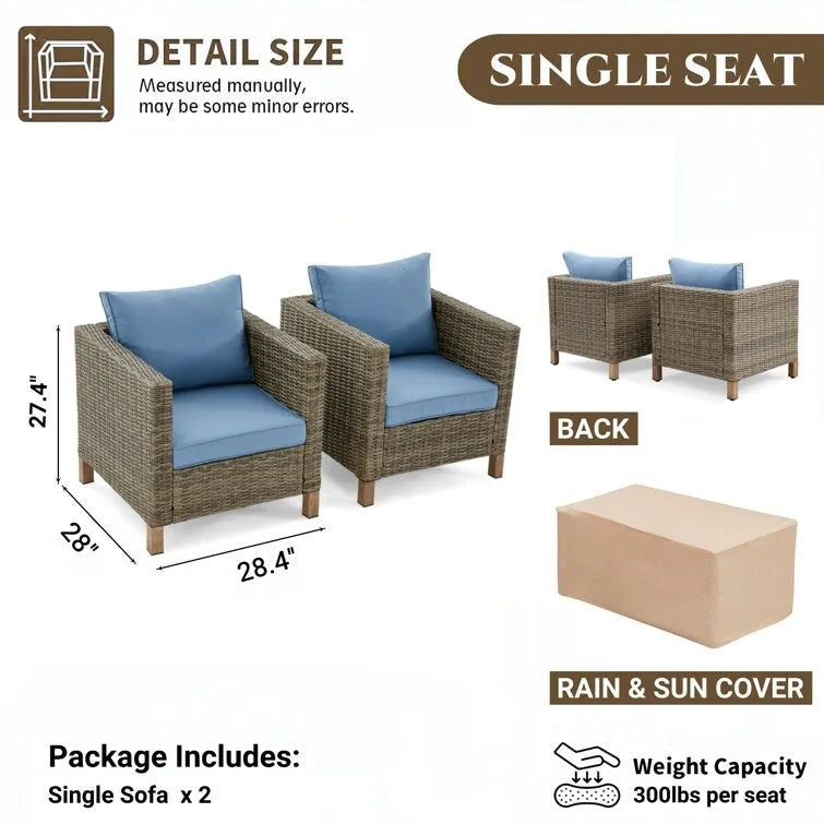 2 Piece Outdoor Patio Chairs with Cushions