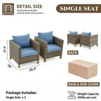2 Piece Outdoor Patio Chairs with Cushions