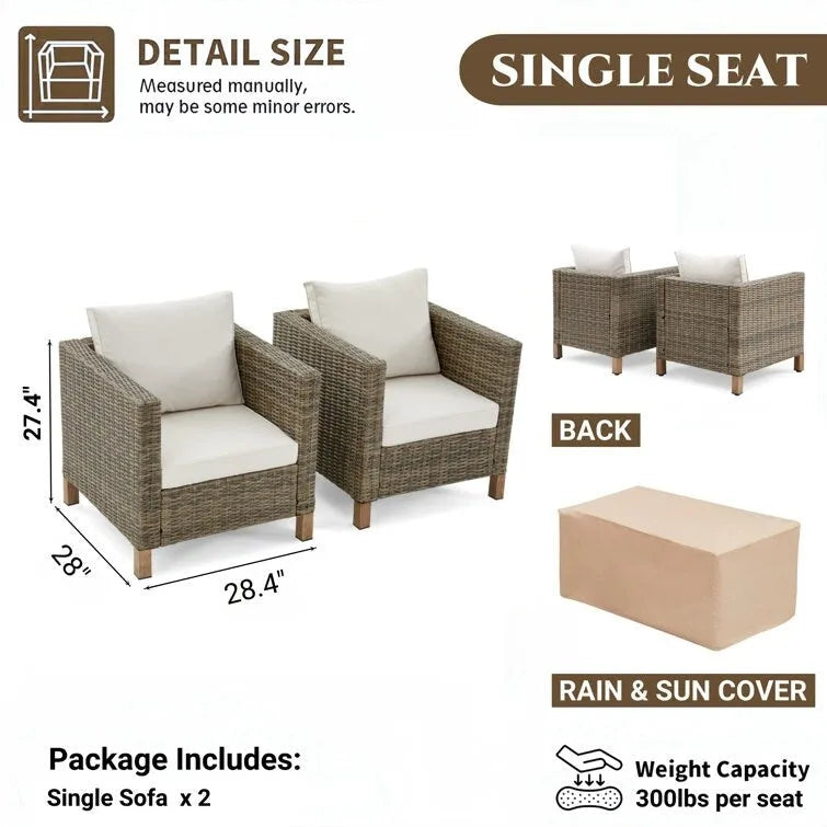 2 Piece Outdoor Patio Chairs with Cushions