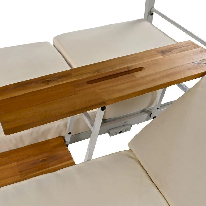 Outdoor Patio Sunbed Daybed with Cushions, Adjustable Seats