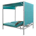 Outdoor Patio Sunbed Daybed with Cushions, Adjustable Seats