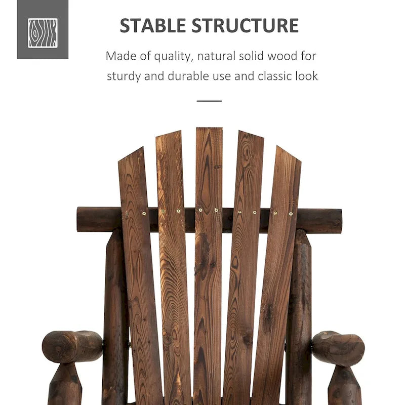 Outdoor Single-person Adirondack Rocking Chair with Rustic High Back