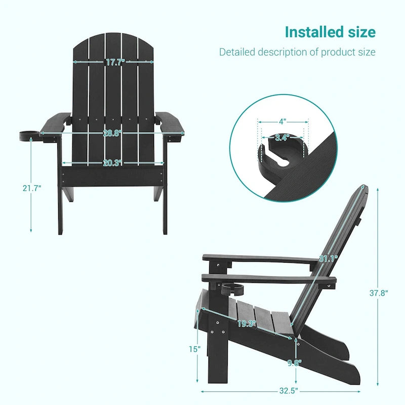 Bonosuki Adirondack Chair Patio Chair with Big Armrests Fire Pit Chair