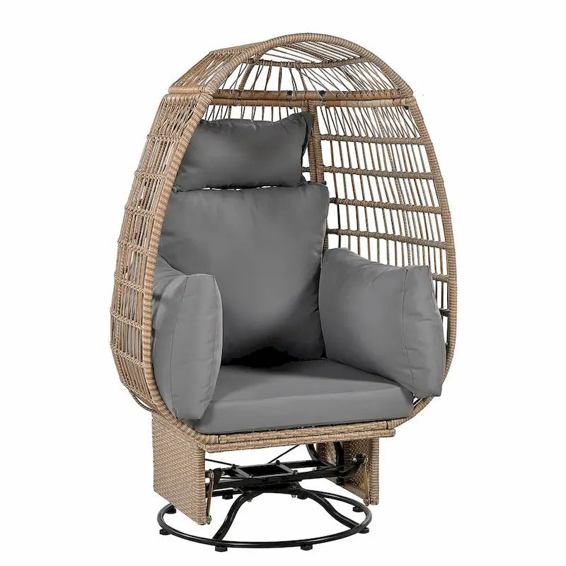 Swivel Rattan Egg Patio Chair with Cushions and Rocking Function