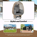 Swivel Rattan Egg Patio Chair with Cushions and Rocking Function