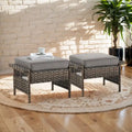 Gymojoy 2 Rattan Patio Ottoman Footrest Wicker Footstool - Brown