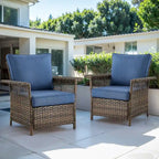 Gymojoy 2 Rattan Patio Ottoman Footrest Wicker Footstool - Brown