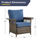 Gymojoy 2 Rattan Patio Ottoman Footrest Wicker Footstool - Brown