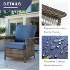 Gymojoy 2 Rattan Patio Ottoman Footrest Wicker Footstool - Brown
