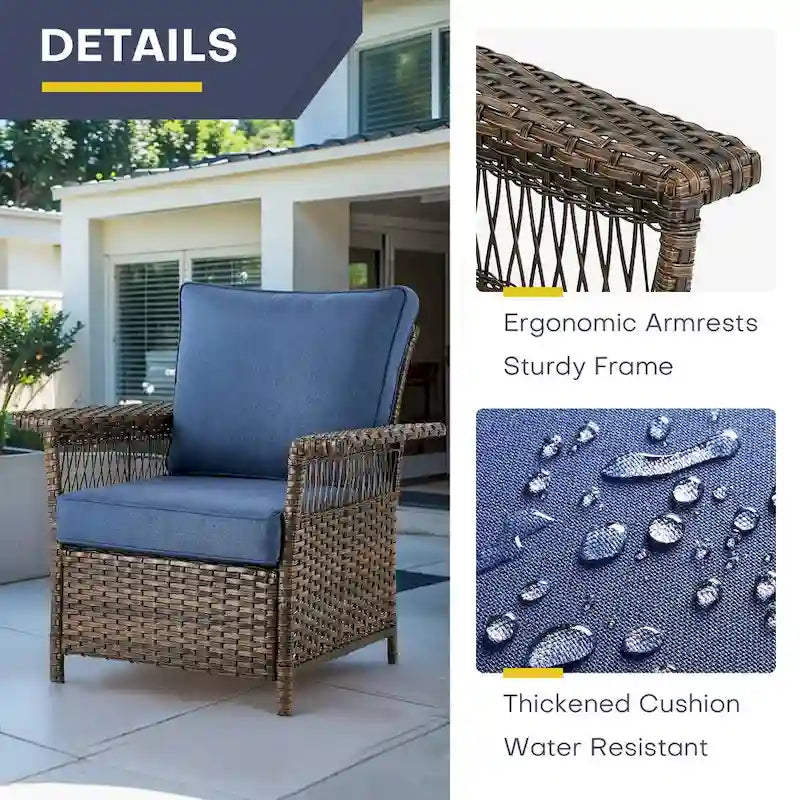 Gymojoy 2 Rattan Patio Ottoman Footrest Wicker Footstool - Brown