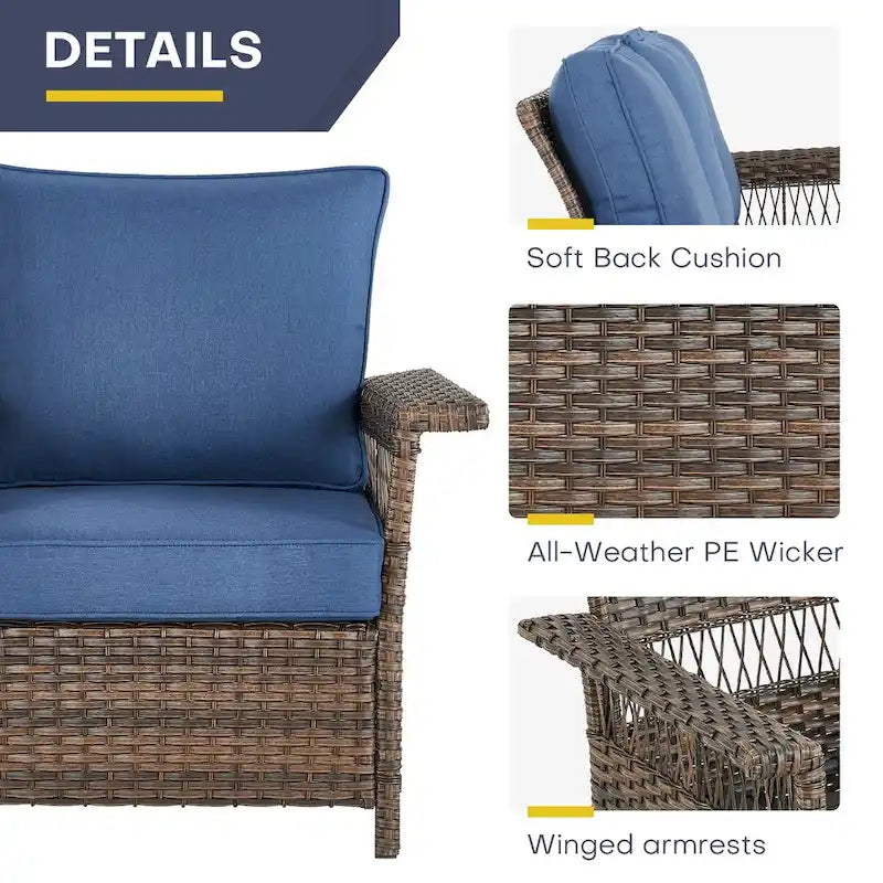 Gymojoy 2 Rattan Patio Ottoman Footrest Wicker Footstool - Brown