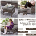 Gymojoy 2 Rattan Patio Ottoman Footrest Wicker Footstool - Brown