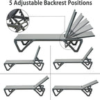 5 Adjustable Aluminium Polypropylene Outdoor Chaise Lounge Chairs in Blue, 2 Lounge Chairs - N/A
