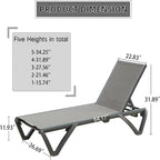 5 Adjustable Aluminium Polypropylene Outdoor Chaise Lounge Chairs in Blue, 2 Lounge Chairs - N/A