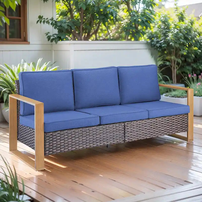 Gymojoy PE Wicker Patio Sofa Sectional Sets - Brown