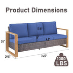 Gymojoy PE Wicker Patio Sofa Sectional Sets - Brown