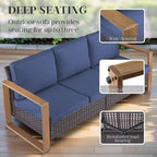 Gymojoy PE Wicker Patio Sofa Sectional Sets - Brown
