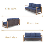 Gymojoy PE Wicker Patio Sofa Sectional Sets - Brown