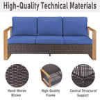 Gymojoy PE Wicker Patio Sofa Sectional Sets - Brown