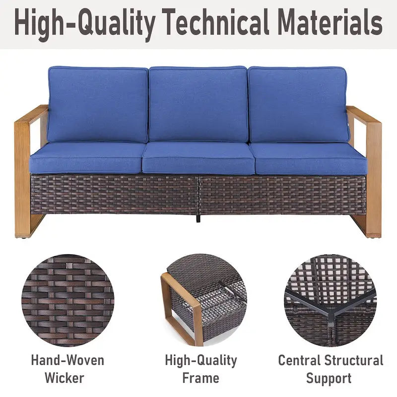 Gymojoy PE Wicker Patio Sofa Sectional Sets - Brown