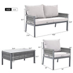 4-Piece Patio Conversation Set with Tempered Glass Table
